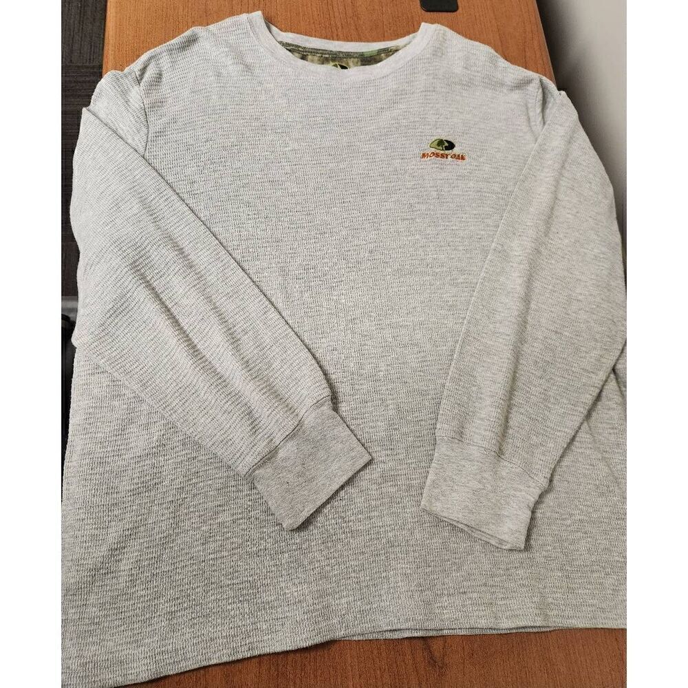 Mossy Oak Mens XXL Gray Thermal Crewneck Pullover long sleeve (A)